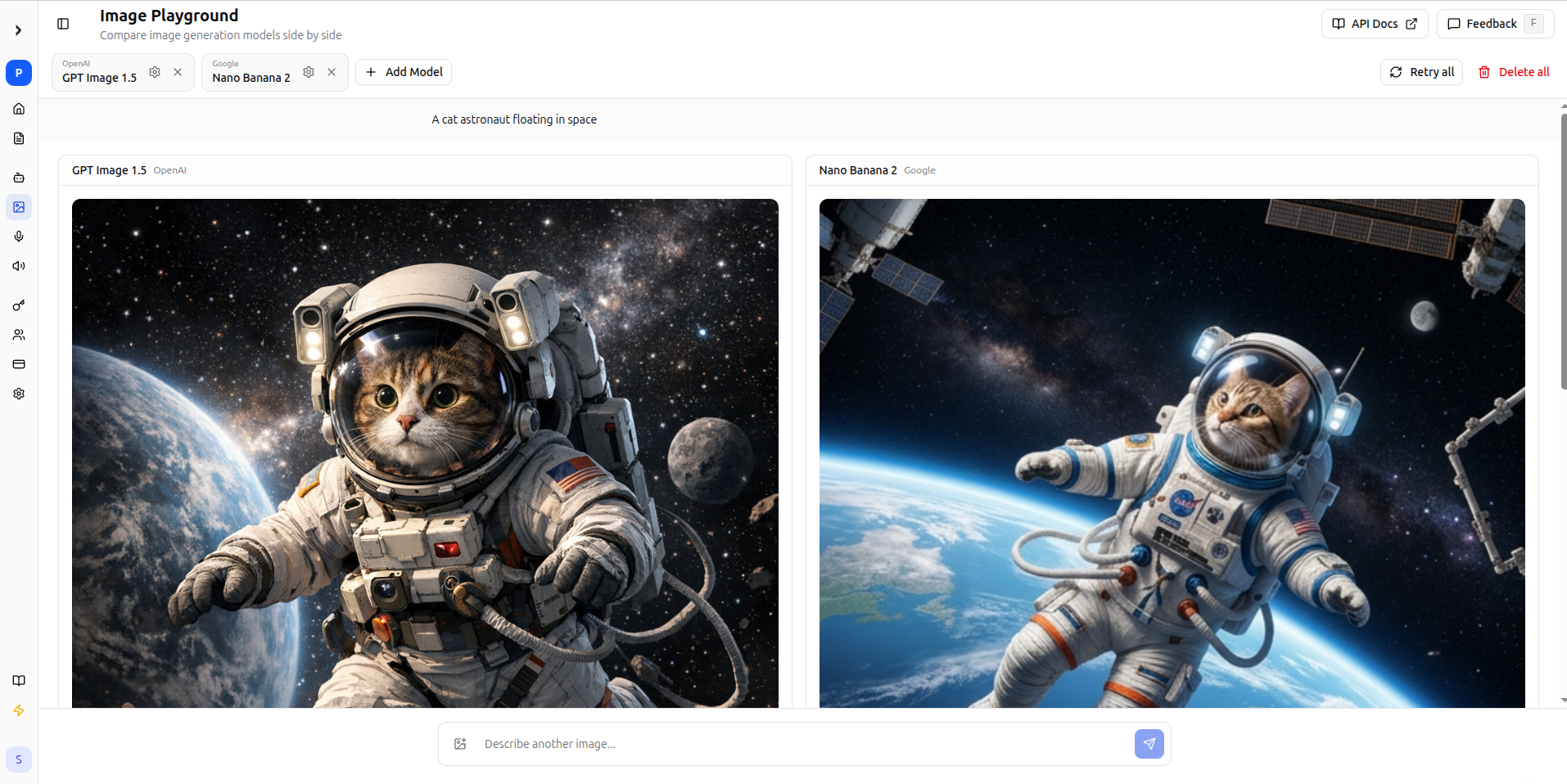api-hub.ai playground — compare AI models side by side